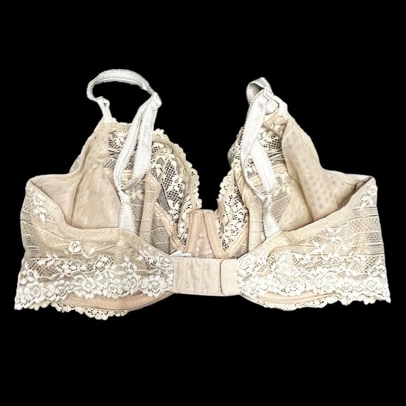 Wacoal 38DD Bra Beige Embrace Lace Underwire 65191 Lace Embroidered Back Close - Picture 4 of 6